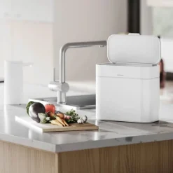 Simplehuman Kompostspand 4 liter - Rustfrit stål - Hvid
