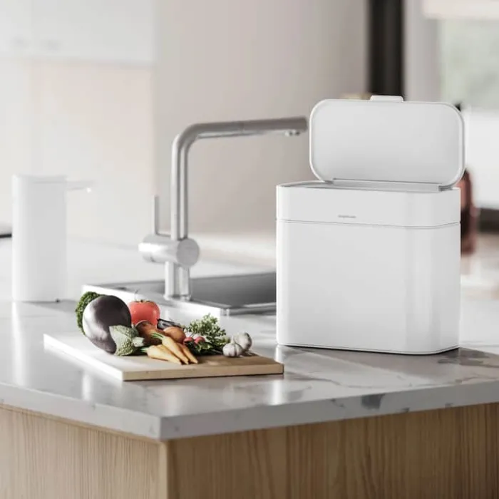 Simplehuman Kompostspand 4 liter - Rustfrit stål - Hvid