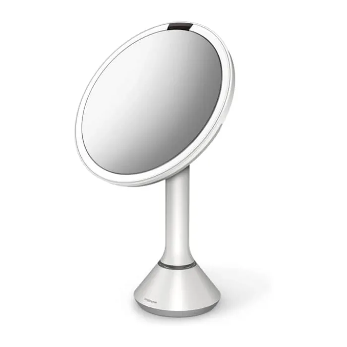 Simplehuman Makeupspejl 5 x forstørrelse - Inkl. tru-lux-lyssystem - Hvid stål