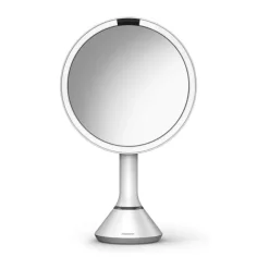 Simplehuman Makeupspejl 5 x forstørrelse - Inkl. tru-lux-lyssystem - Hvid stål