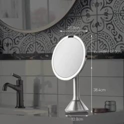 Simplehuman Makeupspejl 5 x forstørrelse - Inkl. tru-lux-lyssystem - Hvid stål