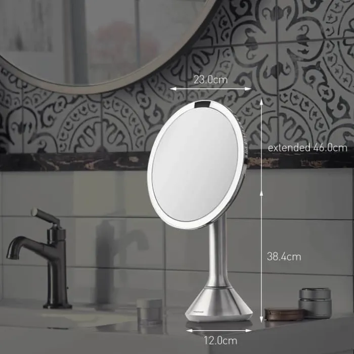 Simplehuman Makeupspejl 5 x forstørrelse - Inkl. tru-lux-lyssystem - Hvid stål