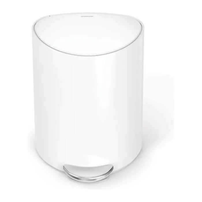 Simplehuman Premium Pedalspand 6 liter - Rustfrit stål - Hvid