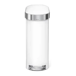 Simplehuman Slim Pedalspand 45 liter - Rustfrit stål - Hvid