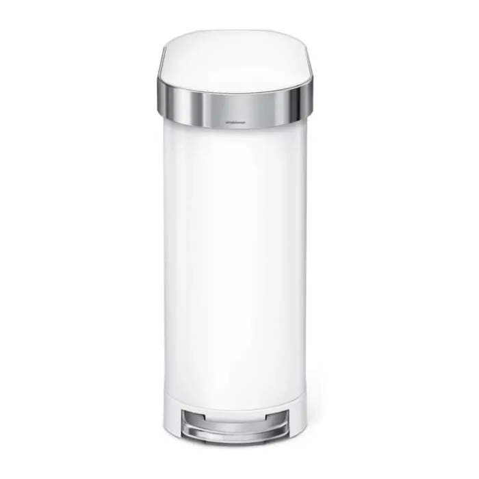Simplehuman Slim Pedalspand 45 liter - Rustfrit stål - Hvid