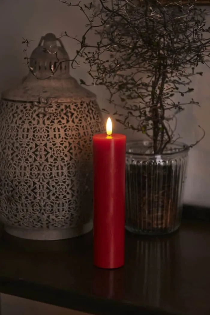 Sirius Sille Exclusive Bloklys H 20 cm - Stearin - Rød