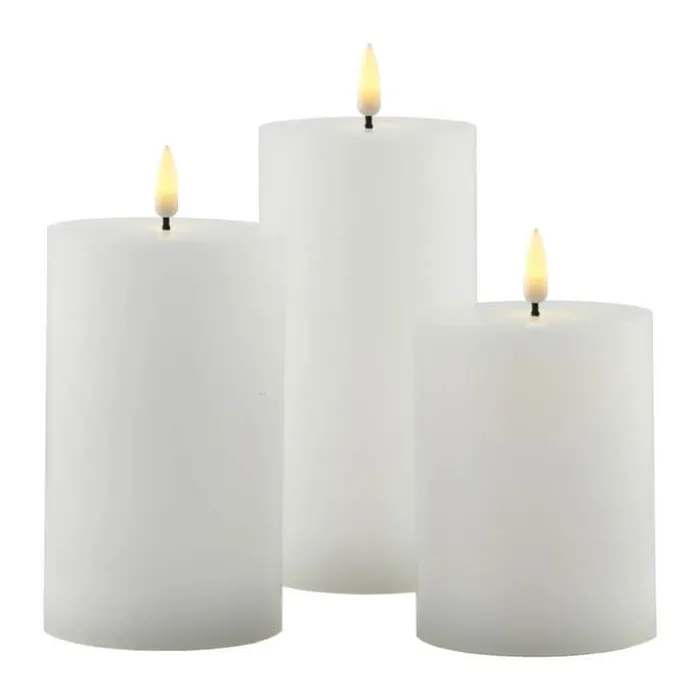 Sirius Sille Genopladelig LED Bloklys - 3 stk. Ø 7,5 x H 10/12,5/15 cm - Hvid