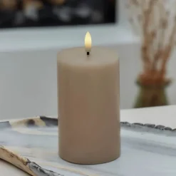 Sirius Sille LED Bloklys H 12 cm - Voks - Caramel