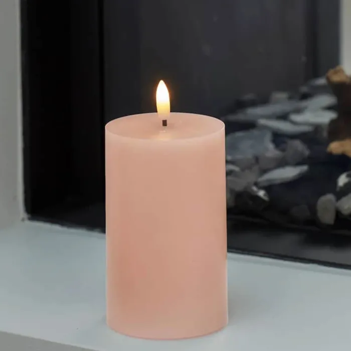 Sirius Sille LED Bloklys H 12 cm - Voks - Dusty peach