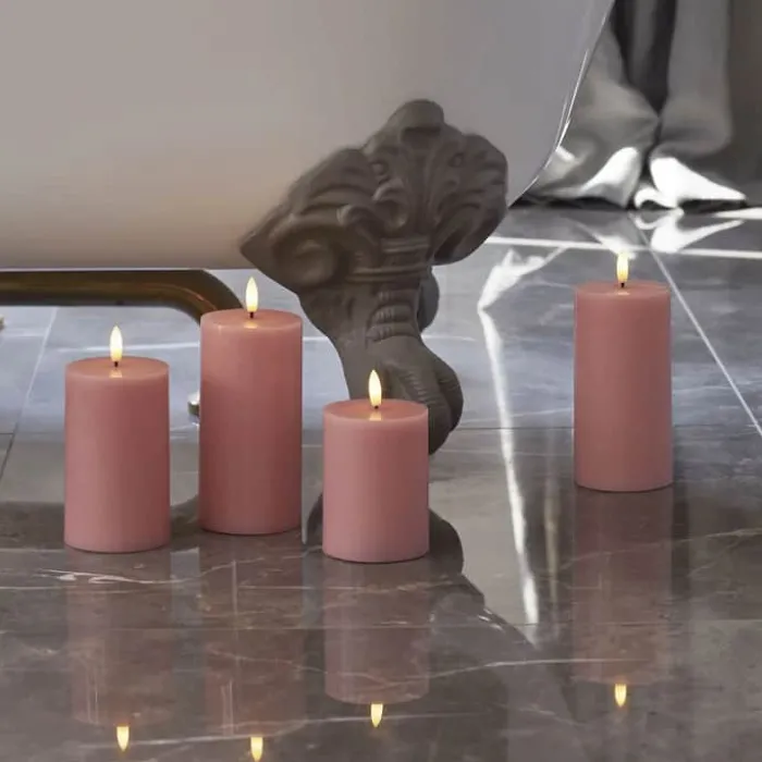 Sirius Sille LED Bloklys Ø 7,5 x H 10 cm - Voks - Lyserød