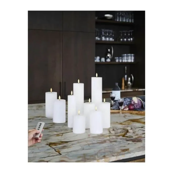 Sirius Sille LED Bloklys Ø 7,5 x H 25 cm - Voks - Hvid
