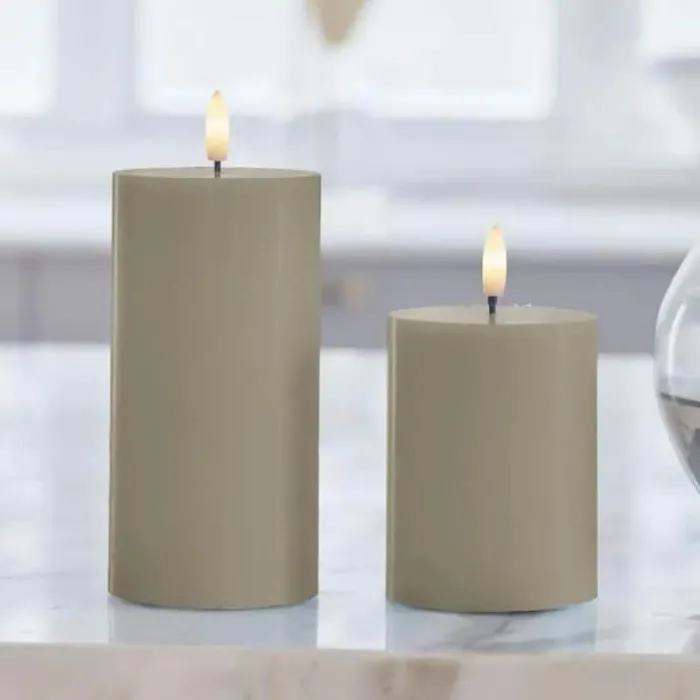 Sirius Sille LED Bloklys Ø 7,5 x H 10 cm - Voks - Grå