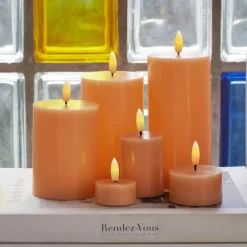 Sirius Sille LED Bloklys Ø 7,5 x H 10 cm - Voks - Orange