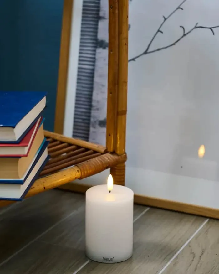 Sirius Sille LED Bloklys Ø 7,5 x H 10 cm - Voks - Hvid
