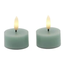 Sirius Sille LED Fyrfadslys - 2 stk. Ø 4,5 cm - Voks - Grøn
