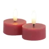 Sirius Sille LED Fyrfadslys - 2 stk. H 2,2 cm - Voks - Rød
