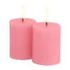 Sirius Sille LED Mini bloklys - 2 stk. Ø 5 x H 6,5 cm - Voks - Pink