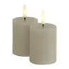 Sirius Sille LED Mini bloklys - 2 stk. Ø 5 x H 6,5 cm - Voks - Grå