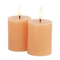 Sirius Sille LED Mini bloklys - 2 stk. Ø 5 x H 6,5 cm - Voks - Orange