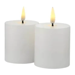 Sirius Sille Mini Genopladelig LED Bloklys - 2 stk. Ø 5 x H 6,5 cm - Hvid