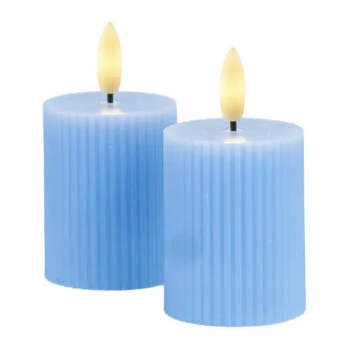 Sirius Smilla Genopladelige LED Bloklys - 2 stk. Ø 5 x H 6,5 cm - Stearin - Blå
