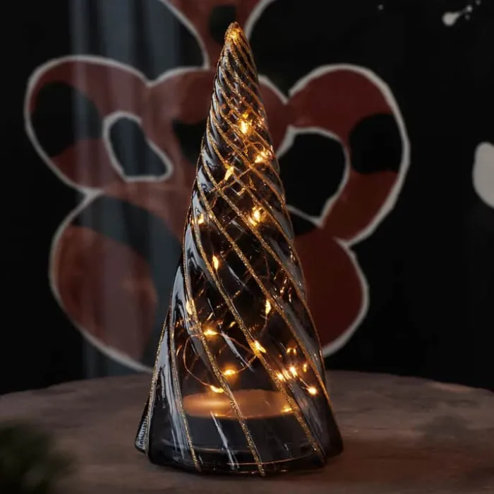 Sirius Vilma LED Juletræ H 23,5 cm - Glas - Guld/sort