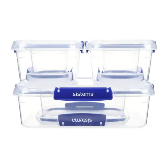 Sistema Essentials Klip It Plus - 6 stk. 2,2 liter / 1 liter / 400 ml - Plastik - Klar/blå