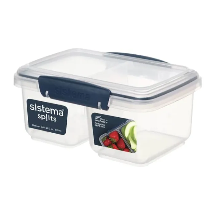 Sistema Klip It Opbevaringsboks - Medium Split 835 ml - Plastik - Klar/mørkeblå