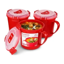 Sistema Microwave Suppekop - 3 stk. 656 ml - Plastik - Rød