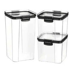 Sistema Ultra Opbevaringsbokse - 3 dele 700 ml/1,3 liter - Tritan plastik - Klar/sort