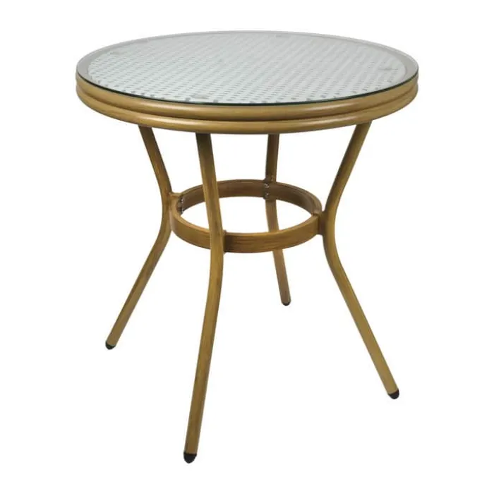 SKAGEN living Cafébord H 75 x Ø 70 cm - Metal/PE/glas - Hvid/blå/natur