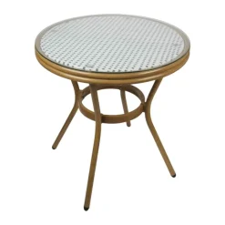 SKAGEN living Cafébord H 75 x Ø 70 cm - Metal/PE/glas - Hvid/blå/natur