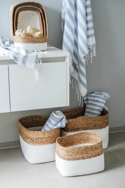 SKAGEN living Hammam Håndklæde B 100 x L 180 cm - Bomuld - Hvid/blå