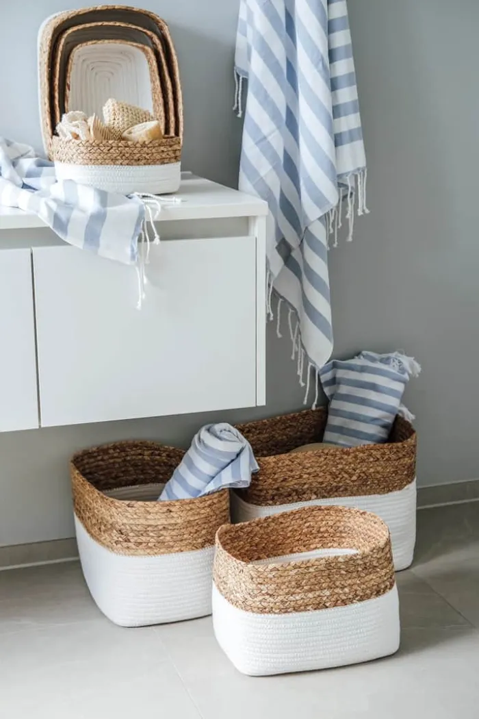 SKAGEN living Hammam Håndklæde B 100 x L 180 cm - Bomuld - Hvid/blå