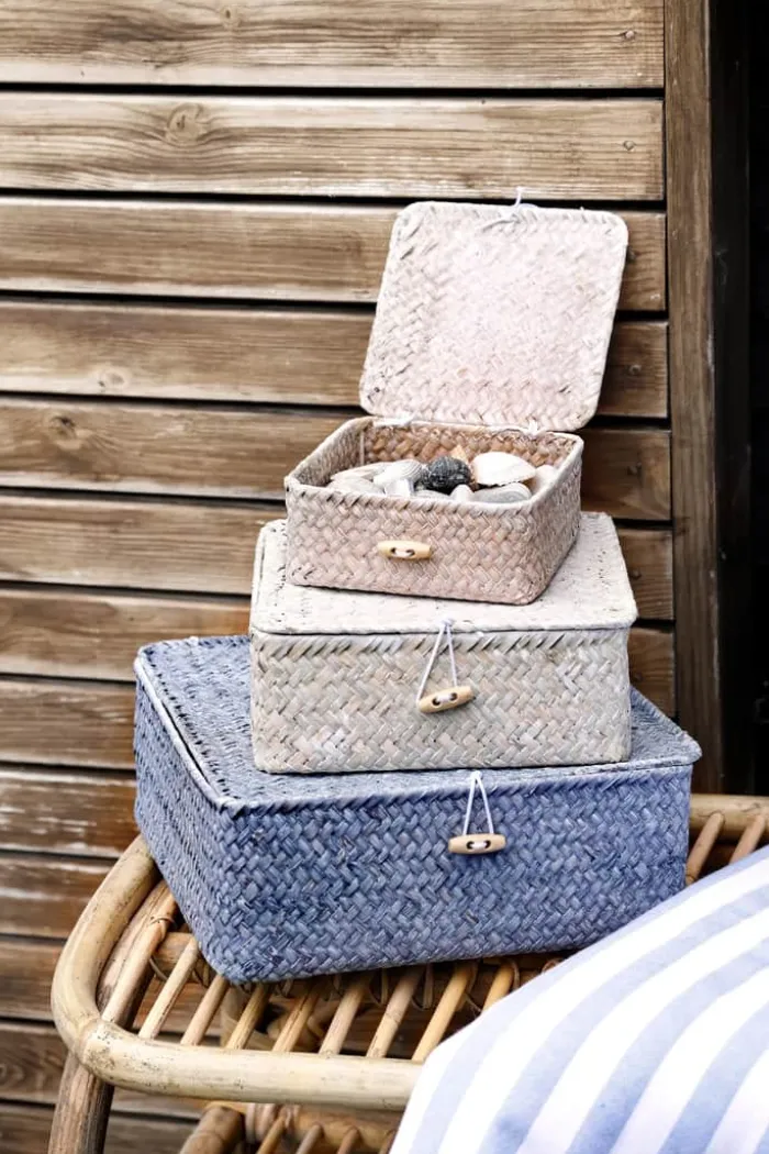 SKAGEN living Kurv med låg H 10 x B 20 cm - Søgræs - Sand