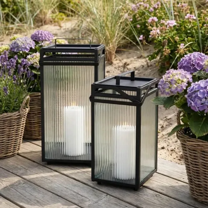 SKAGEN living Lanterne H 45 cm - Jern/glas - Sort