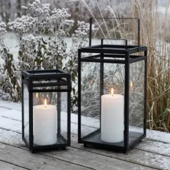 SKAGEN living Lanterne H 45 cm - Jern/glas - Sort