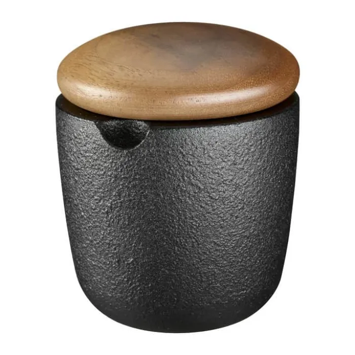 Skeppshult Swing Mini Saltkar H 6,5 cm - Støbejern/valnød - Sort/træ
