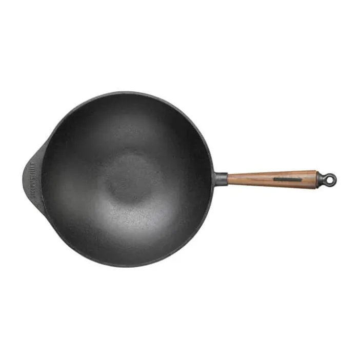 Skeppshult Valnød Wok Ø 32 cm - Støbejern/valnød