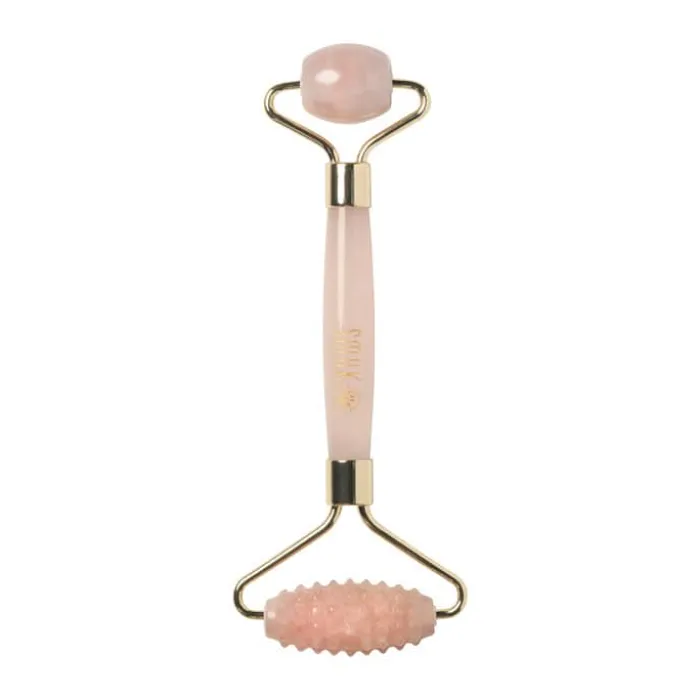 SMUK skincare Faceroller m. struktur L 14,5 cm - Rosakvarts - Lyserød