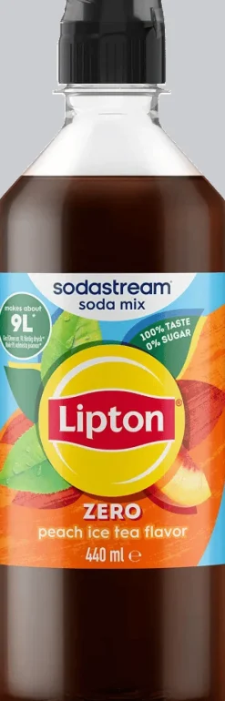 SodaStream Sirup - Lipton Peach Zero 440 ml - Giver ca. 9 liter færdig drik.