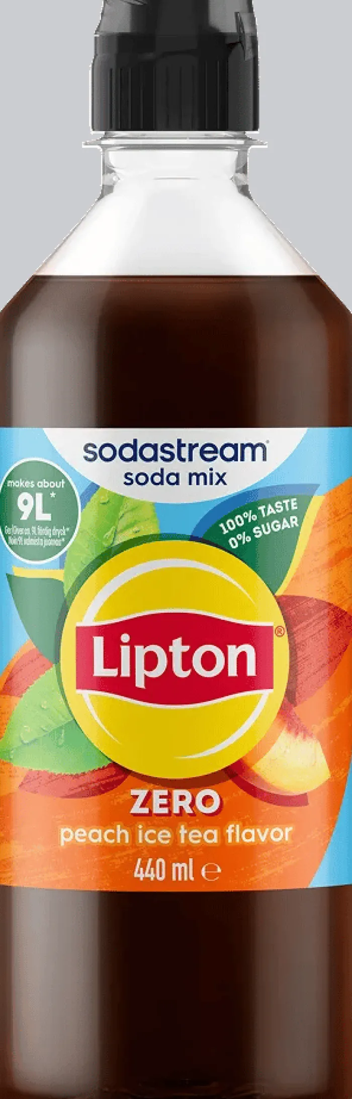 SodaStream Sirup - Lipton Peach Zero 440 ml - Giver ca. 9 liter færdig drik.