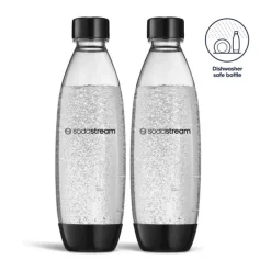 SodaStream Twin Flasker - 2 stk. 2 x 1 liter - Plastik - Sort/klar