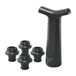 Sommelier by CASA Living Sommelier Vakuumpumpesæt - 4 stoppere H 14 x B 4 cm - Plastik - Sort