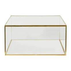 Speedtsberg Glasæske m. låg H 13 x B 25 x L 25 cm - Glas - Guld