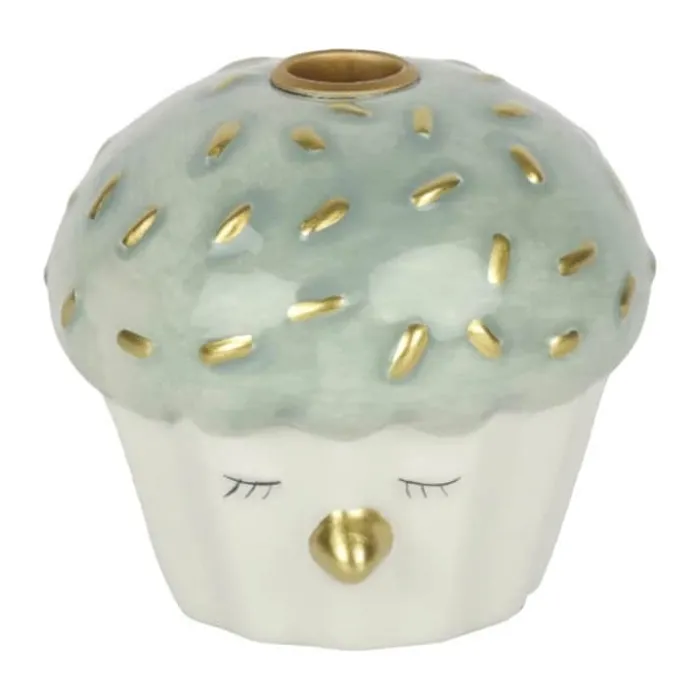 Speedtsberg Kertelysestage - Cupcake H 7 cm - Keramik - Hvid/aqua