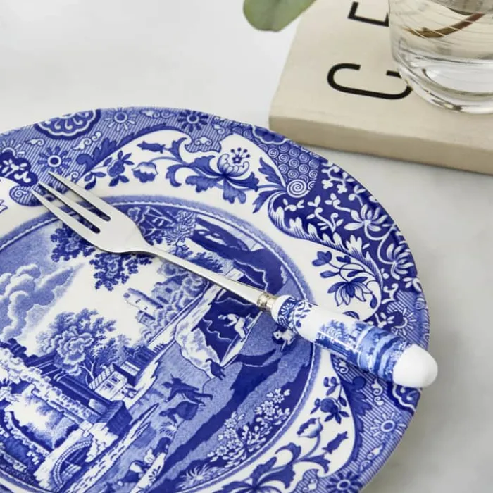 Spode Blue Italian Kagegafler - 6 stk. L 15,5 cm - Porcelæn/Rustfrit stål - Blå