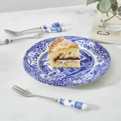 Spode Blue Italian Kagegafler - 6 stk. L 15,5 cm - Porcelæn/Rustfrit stål - Blå