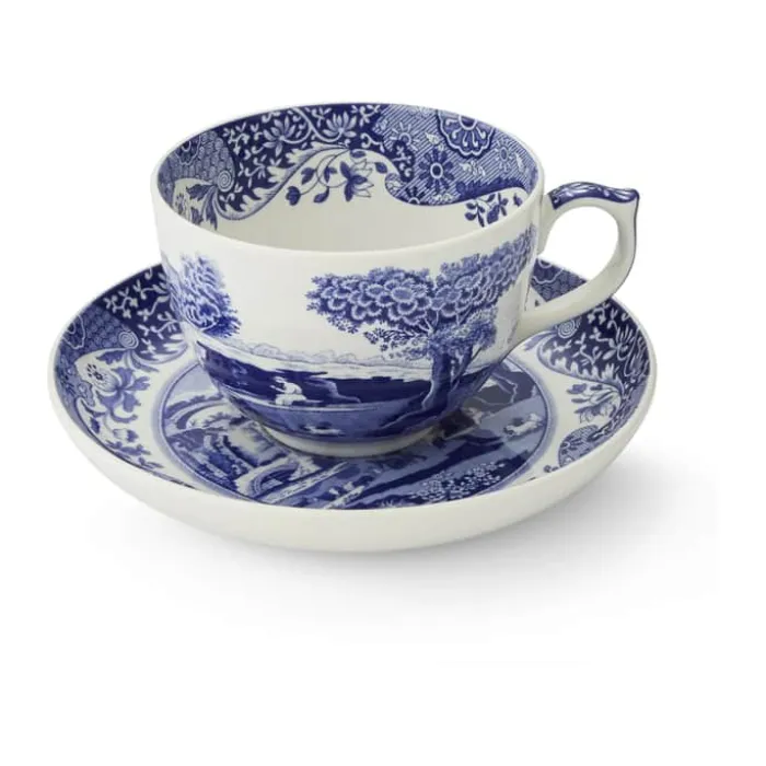 Spode Blue Italien Jumbokop m. underkop 56 cl - Porcelæn - Blå/hvid
