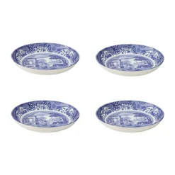 Spode Blue Italien Pastaskål - 4 stk. Ø 23 cm - Porcelæn - Blå/hvid